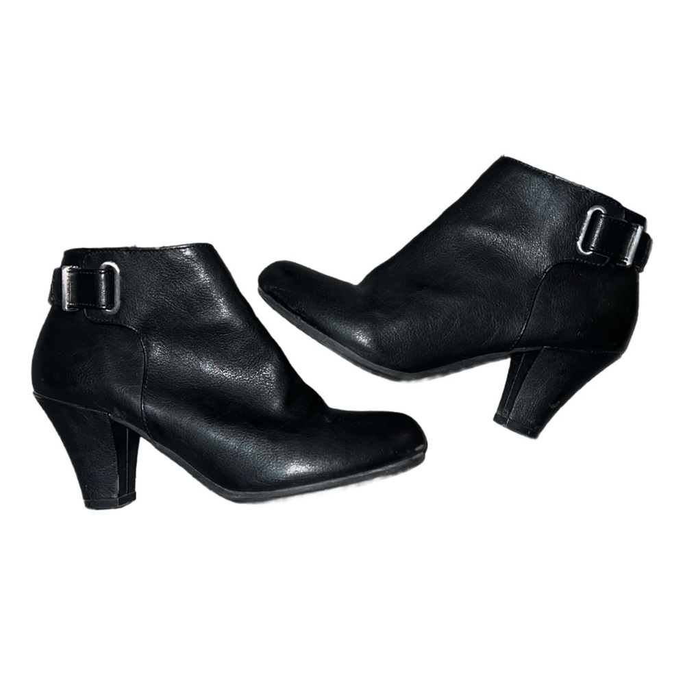 Black buckle ankle bootie